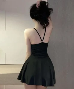 Alternative view of Pleated Backless Mini Dress for Women - Smooth Bandage Style Nightclub Outfit
