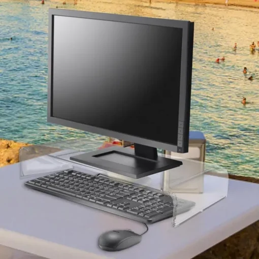 Acrylic Monitor Stand Riser with Clear Base for Computer Accessories and Home Office Use - Image 5