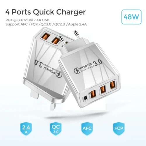 Alternative view of 48W Fast USB-C Charger with Quick Charge 3.0 for Mobile Phones - EU/US Plug