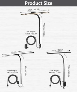 Alternative view of Home Office LED Desk Lamp Double Head Stepless Dimming Eye-Caring Reading Lights 3 Color Mode Flexible Adjustable PC Table Lamps