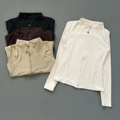 Quick Dry Fitness Jacket with Slim-Fit Zipper and Breathable Design for Women