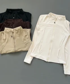 Quick Dry Stand Up Collar Fitness Jacket For Women Slim-Fit Zipper Yoga Wear Long Sleeve Breathable Running Sports Cycling Top