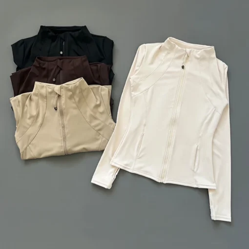 Quick Dry Long Sleeve Fitness Jacket for Women with Slim-Fit Zipper and Breathable Design - Image 7