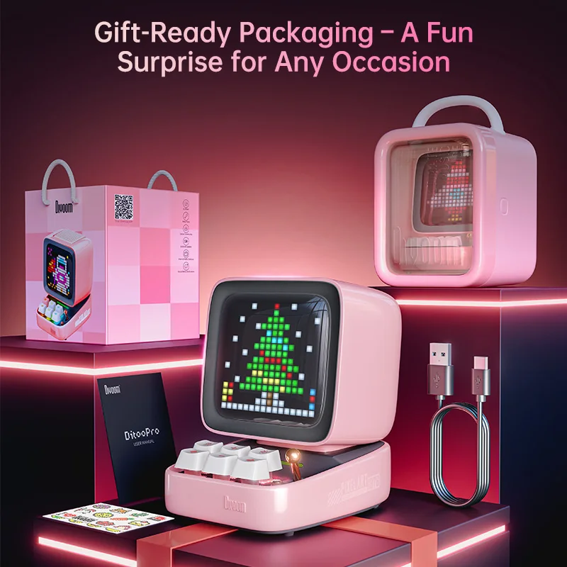 Divoom Ditoo-Pro Portable Bluetooth Speaker with Alarm Clock and LED Display - Retro Pixel Art and DIY Features - Image 6