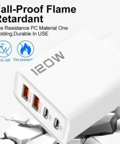Alternative view of 4 Port 120W USB C Fast Charger Station PD QC3.0 Wall Adapter Data Cable For iPhone Samsung Xiaomi Huawei EU US UK Plug Travel
