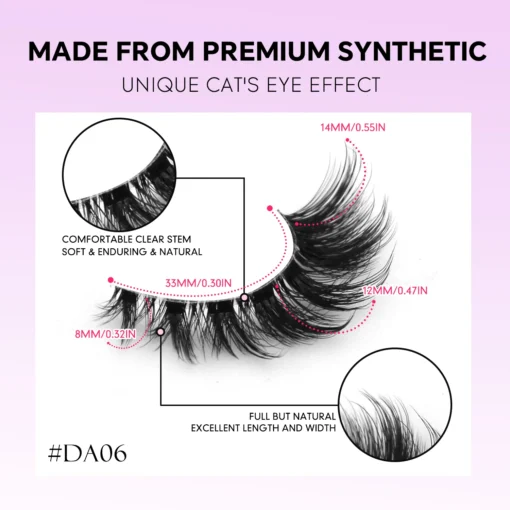 Fluffy Cat Eye Mink Lashes with D Curl and Clear Band for Natural Look - Image 6
