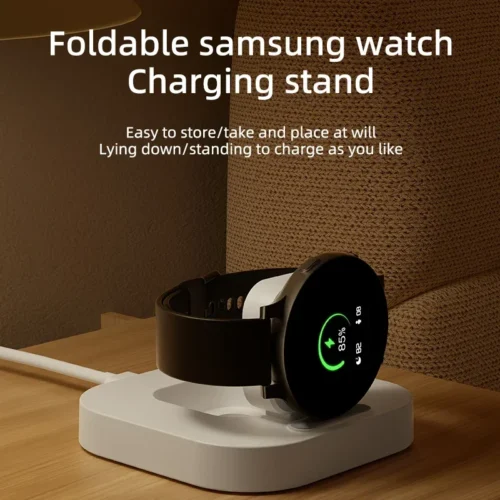 Alternative view of Watch Wireless Charger Stand For Samsung Galaxy Watch 6 5 4 3 Pro 45/40/44mm Active 2 Classic Type C Fast Charging Dock Station