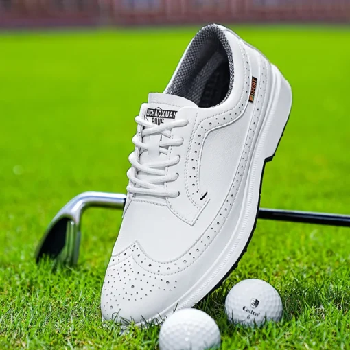 Men's Golf Shoes with Breathable Design in Leather, Sizes 39-47 - Image 5