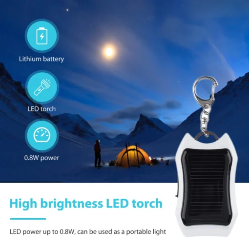 Keychain Power Bank with LED Light - 950mAh Charger for Travel and Hiking - Image 3