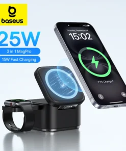 Baseus 3-in-1 Magnetic Wireless Charger Stand - 25W Fast Charging for iPhone and AirPods