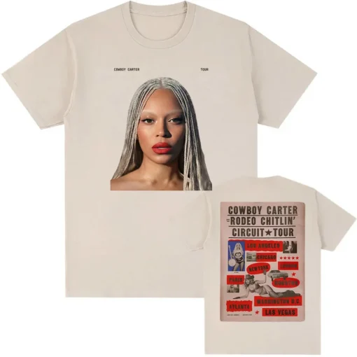 Beyoncé T-shirt featuring Cowboy Carter design, short sleeve and loose fit for women - Image 4