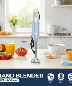 ROUNY Handheld Immersion Blender, Light Blue, Stainless Steel Blades