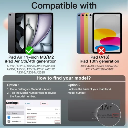 Alternative view of Case for iPad Air 11-Inch M3/M2 (2025/2024), iPad Air 5/4 (2022/2020 5th/4th Generation 10.9-Inch), Slim Stand Hard Back Shell