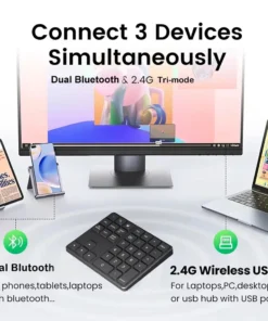 Alternative view of Dual Mode Numeric Keypad 2.4G Wireless Keyboard Dual Bluetooth Keyboard Digital Keyboard 300mAh Battery Rechargeable Numpad