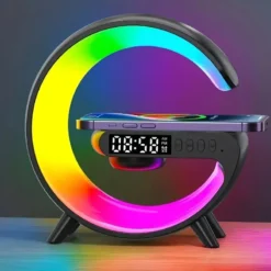 Multifunction Wireless Charger Stand with RGB Light and Alarm Clock for Home and Office