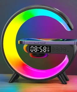 Multifunction Wireless Charger Stand Pad RGB Light Alarm Clock Speaker For iPhone Samsung Xiaomi Mini Fast Charging Dock Station