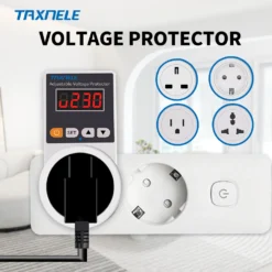 Automatic Voltage Protector Socket with Adjustable 16A Surge Protection for EU Plug Refrigerators