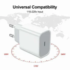 20W USB Fast Charger with Type-C Cable for iPhone, iPad, and Samsung Devices