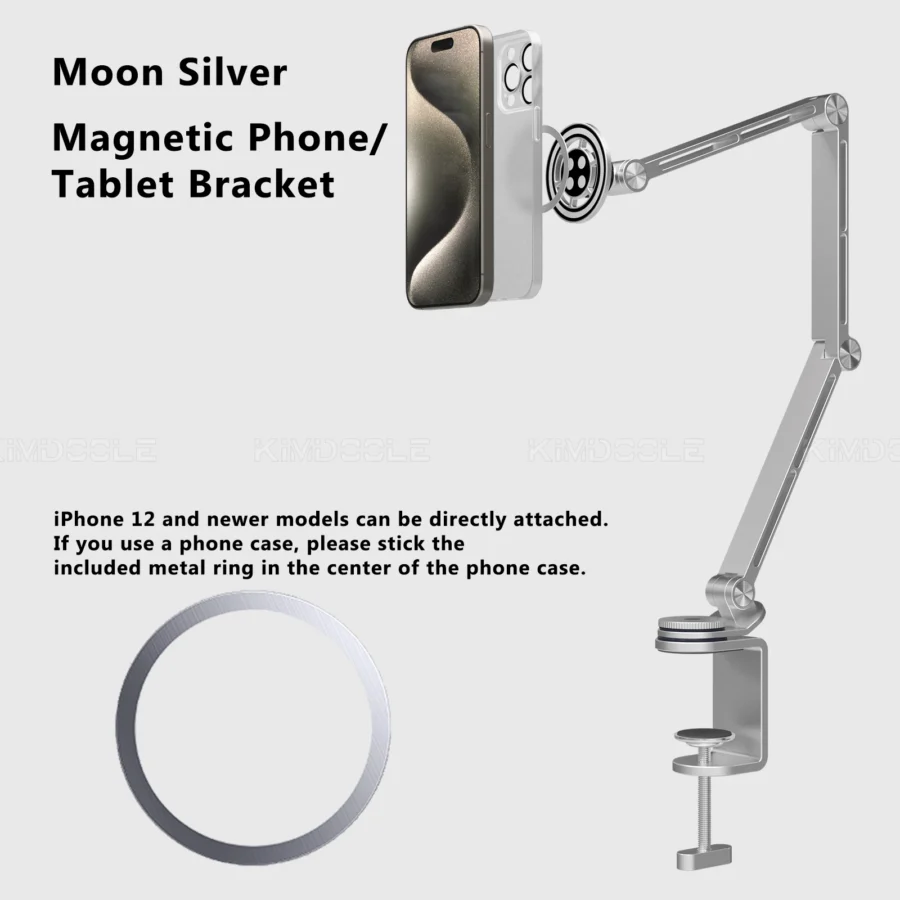 Kimdoole Adjustable Rotating Tablet and Phone Stand with Magnetic Clip - Image 3