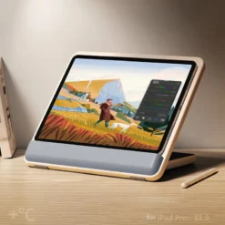 Wooden Tablet Stand for iPad Pro 12.9" - Hand-Painted Drawing Shelf for Artists