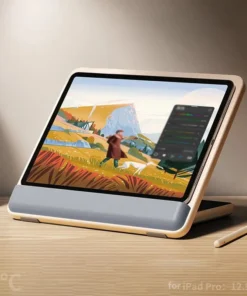 Wooden Desktop Tablet Bracket for iPad Pro 12.9" - Hand-Painted Drawing Shelf