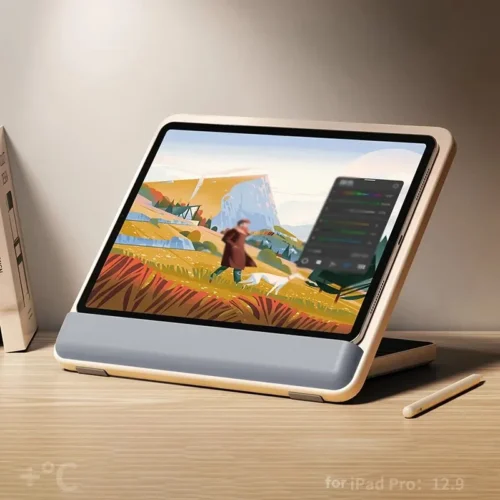 Wooden Desktop Tablet Bracket for iPad Pro 12.9" - Hand-Painted Drawing Shelf