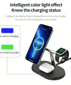 Alternative view of 3 in 1 Magnetic Fast Wireless Charger Station For iPhone 16 15 14 13 Pro Max Apple Watch 9 8 Airprods Pro Macsafe Charging Stand