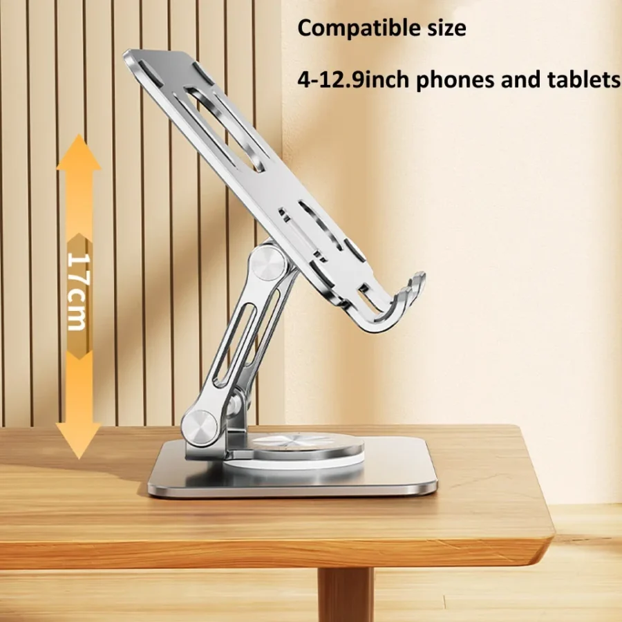 360° Rotation Adjustable Tablet Stand for iPad – Foldable Aluminum Holder - Image 6