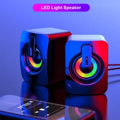 Alternative view of Wired HIFI Stereo USB Computer Speakers with LED Light for Desktop Use