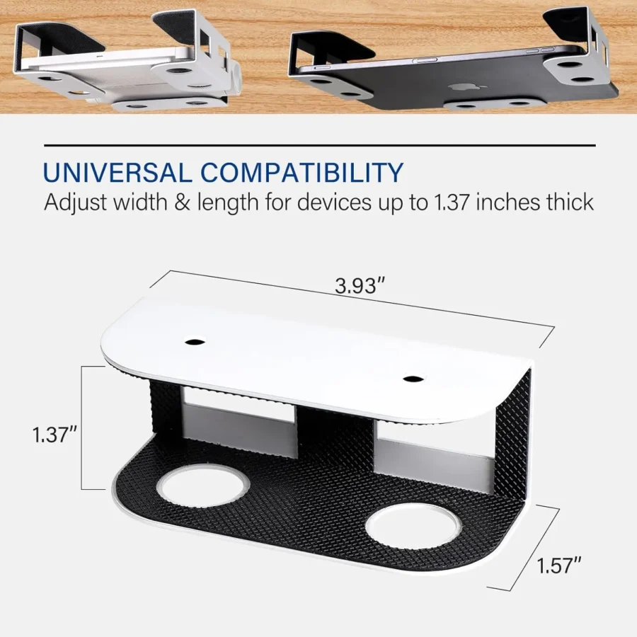 Under Desk Laptop Mount with Anti-Scratch Silicone Shelf - Image 6