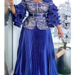 Plus Size 2-Piece African Dashiki Outfit - Women's Tops and Skirts Set for Weddings and Parties