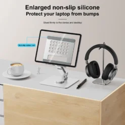 Alternative view of Aluminum Tablet Stand with Folding and Rotating Features for Home and Office Use