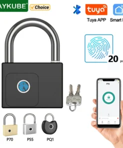 RAYKUBE Smart Fingerprint Padlock - Waterproof, USB Rechargeable, Quick Unlock