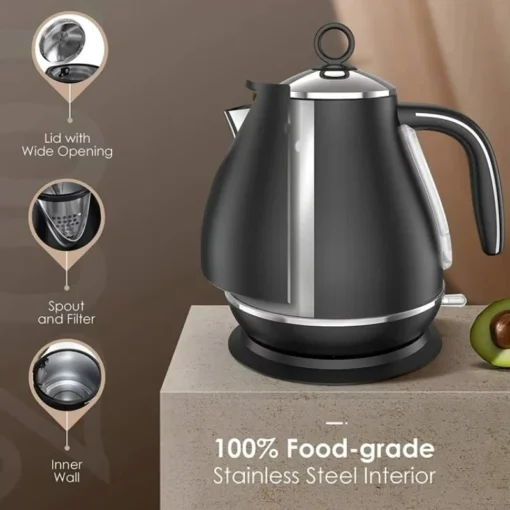 Electric Kettle with Large Capacity, Stainless Steel Construction, Retro Design - Image 4