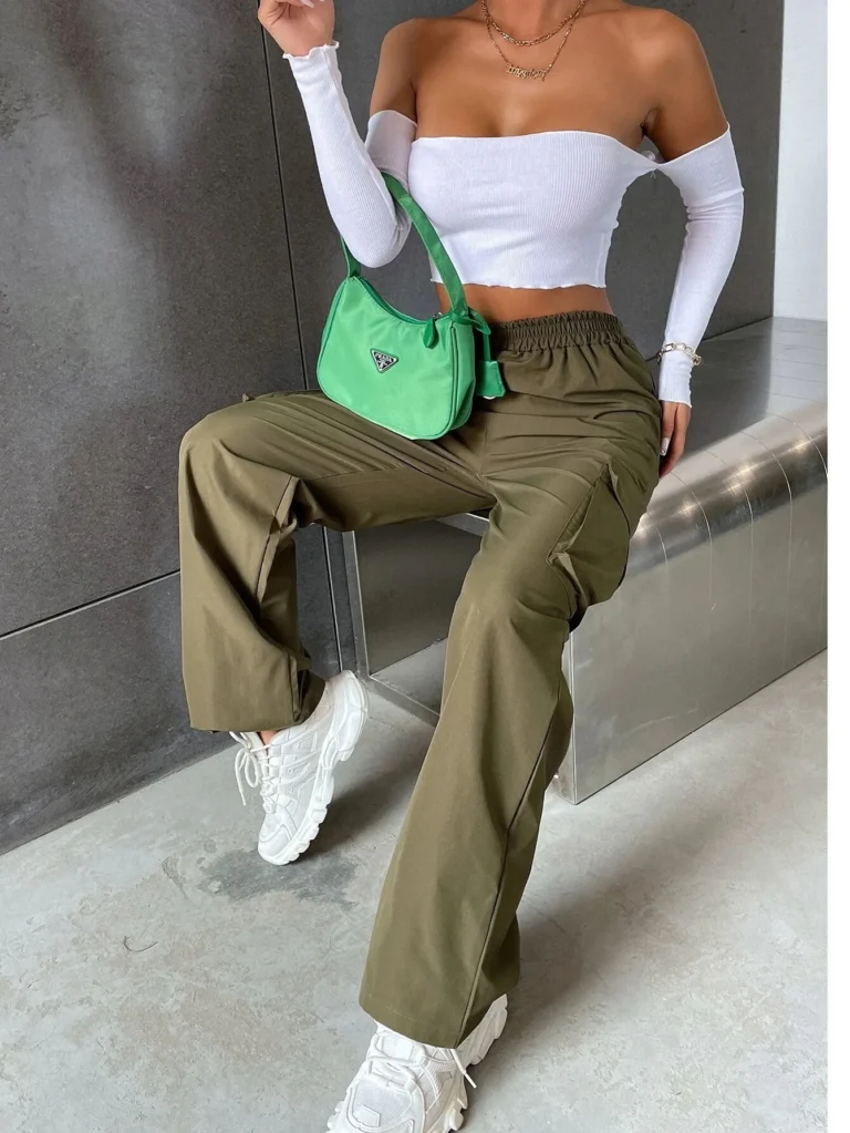 Chic Women's Baggy Joggers - High Waist Cargo Pants - Image 3