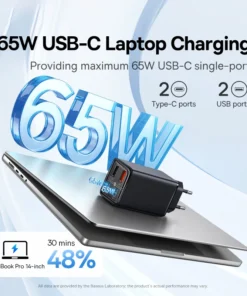 Alternative view of Baseus 65W USB C Charger GaN Charger Support QC PD Charge Portable Fast Charger For iPhone 17 16 15 Xiaomi Laptop Charger