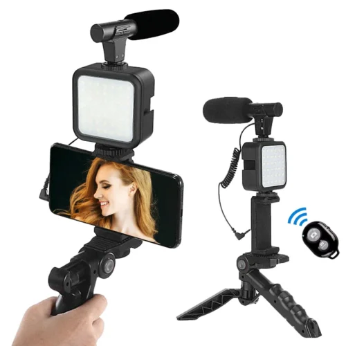 Portable Vlogging Kit Video with Tripod Bluetooth Control for SLR Camera Smartphone Youtube Photography Light Stand Microphone