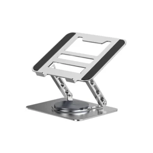 Adjustable Aluminum Laptop Stand with 360° Rotation for MacBook and Notebooks - Silver