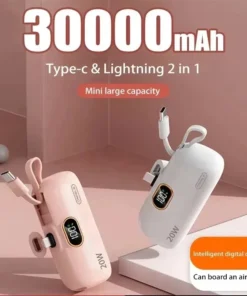 30000mAh Mini Portable Power Bank - Fast Charger for iPhone and Samsung
