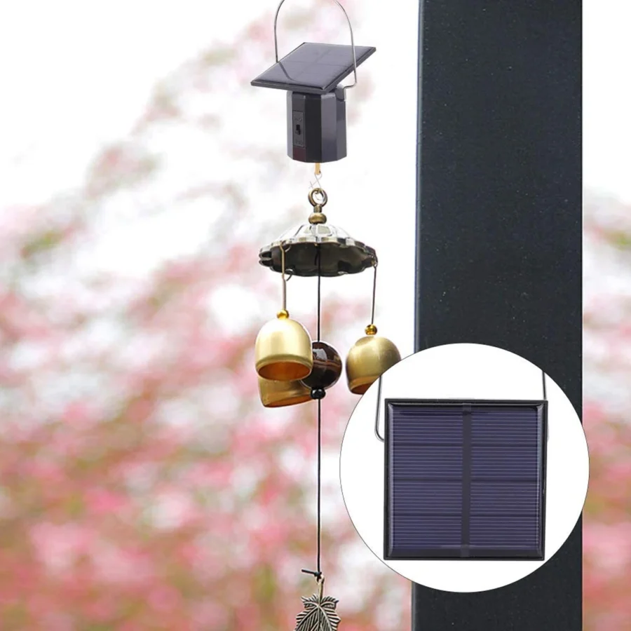 Solar Powered Wind Chimes - Eco-Friendly Hanging Spinner with Hook - Image 2