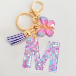 Alternative view of Fashion Butterfly Fringe Keychain with Initial A-Z Letters for Ladies and Students