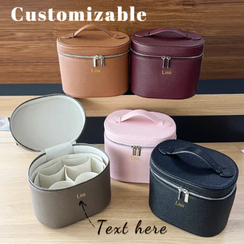 Large Capacity PU Leather Travel Cosmetic Bag with Internal Storage