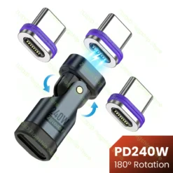 240W USB C Magnetic Adapter 16Pin 5A Fast Charge Male to Female Data Converter for iPhone 15 Pro, Samsung, iPad, MacBook