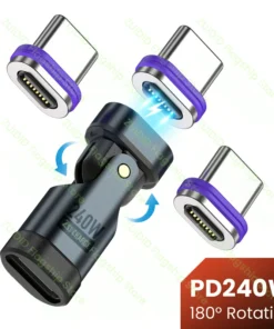 240W USB C to Type C Magnetic Adapter 16Pin 5A Fast Charge Male to Female Data Converter for Samsung iPhone 15 Pro iPad MacBook