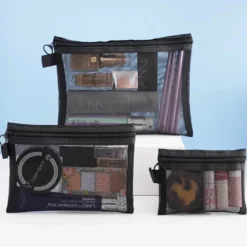 Alternative view of Mesh Cosmetic Bags Set - Black Portable Makeup and Toiletry Organizer for Travel