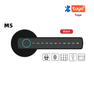 Smart Fingerprint Door Lock - Digital Electronic Lock with Password and IC Card Access for Home Security - M5 Black