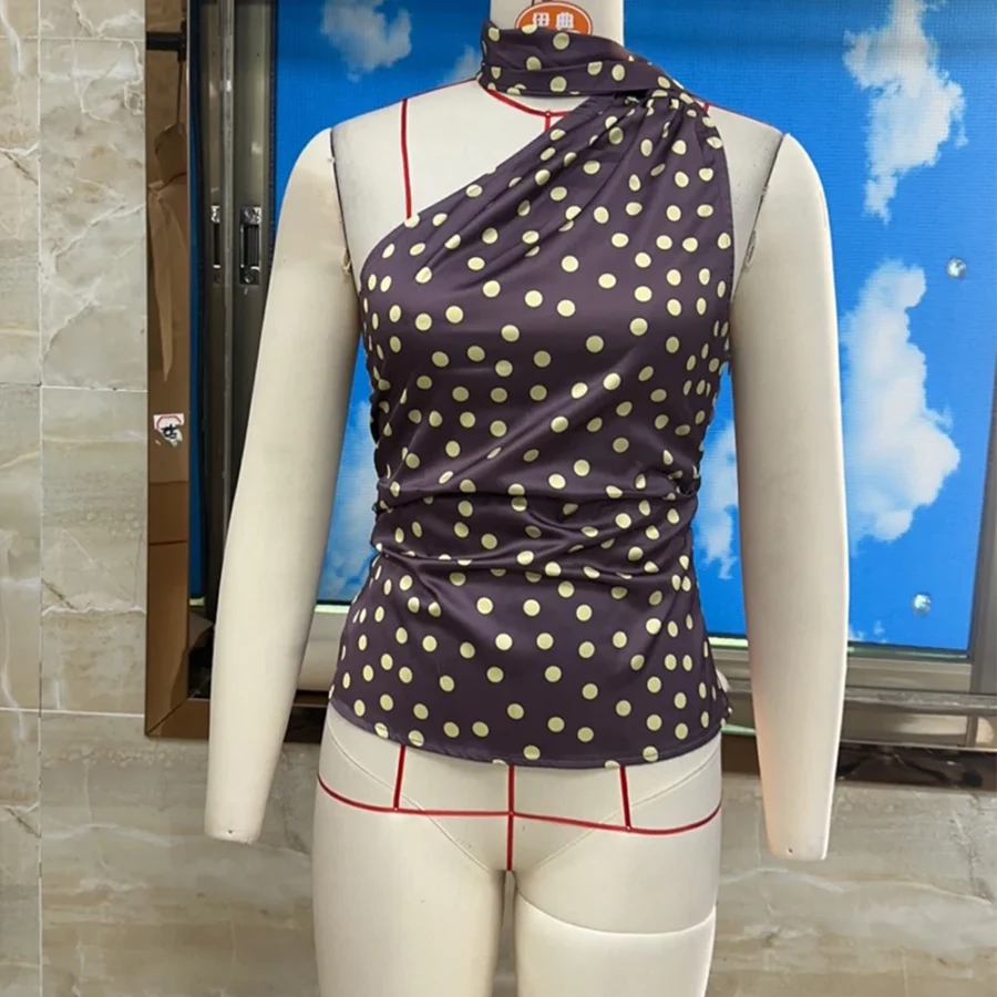 Women Summer Vintage Sexy Polka Dot Crop Tops Sleeveless Backless 2000s Aesthetic Slim Fits Club Party Lady Chic Tanks Tops - Image 3