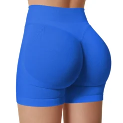 High Waisted Yoga Shorts with Solid Color Design for Stylish Fitness Enthusiasts