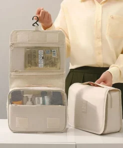 Travel Makeup Bag - Waterproof Toiletries Organizer for Women with Hook