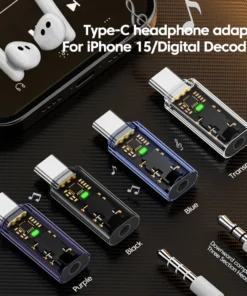 Alternative view of DAC USB Type C To 3.5MM Headphone Adapter USB C Male to 3.5 Jack Audio Converter for iPhone 15 Samsung Support Voice Call U Disk